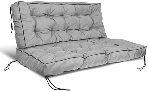 DODfactory Palettenkissen Set wasserdichte 120x40 + 120x80, Dickes Palettenkissen Outdoor, Bequemes Sitzkissen und Rückenkissen, Europaletten Bankauflagen, Palettensofa Made in EU von DODfactory