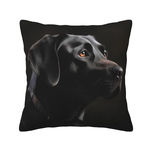 DOFFO Schwarzer Labrador bedruckter Kordsamt-Kissenbezug, Herbst-Kissenbezüge, weicher quadratischer Kissenbezug für Zuhause, Couch, Sofa, Bett, Stuhl, dekorative Geschenke, 40 x 40 cm von DOFFO