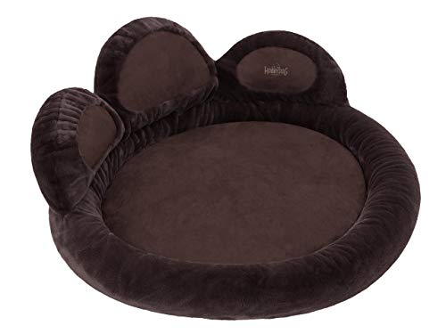 DOGGY Hundebett Katzenbett Haustierbett Katzenliege Hundeliege Sofa Runde Hundekissen Bett Hundematratze Tierbett Hundesofa Matratze, Braun, XXL - ∅105 cm von DOGGY