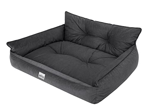 Hundebett Haustierbett Hundeliege Gesteppt Hundekissen Bett Sofa Hundematratze Tierbett Hundesofa Matratze, Graphit Fancy, XXL - 106 x 80 cm von DOGGY