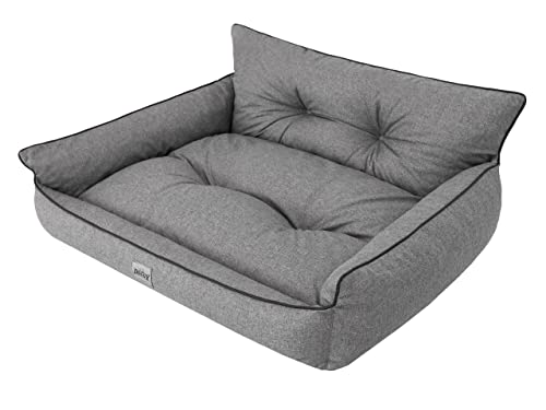 Hundebett Haustierbett Hundeliege Gesteppt Hundekissen Bett Sofa Hundematratze Tierbett Hundesofa Matratze, Graphit Ökoleinen, XL - 82 x 63 cm von DOGGY