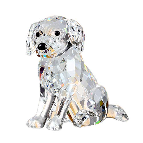 Dekofigur Labrador Hund Welpe aus Kristall, schönes Handwerk Heimdekoration, Ornamente, Sammlerstück, Geburtstagsgeschenke (weiß) von DOJOZ
