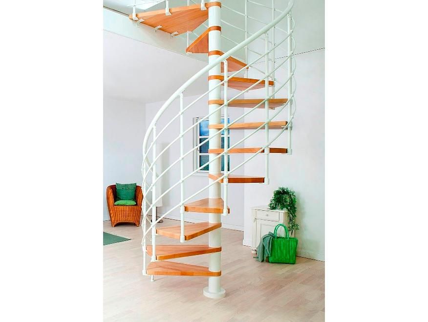 DOLLE Spindeltreppe Oslo Ø 140 cm, weiß, Buche Natur von DOLLE