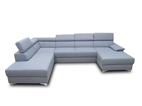 DOMO. Collection Niria Wohnlandschaft | Eckcouch mit Schlaffunktion & Rückenfunktion | Sofa U Form Couch, großes Schlafsofa, grau, 167x337x230 cm von DOMO. collection
