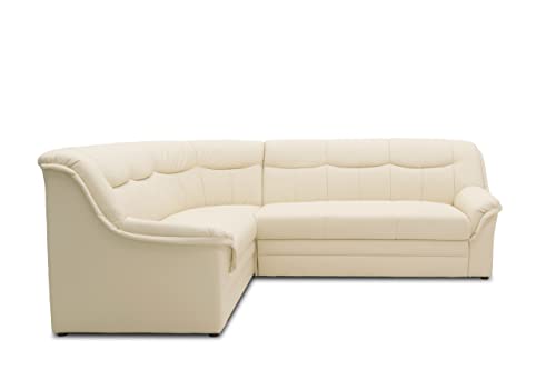 DOMO. Collection| Ecksofa Berlin | zeitlose Couch mit hochwertiger Ferderkern-Polsterung | L-Form in beige (creme) von DOMO. collection