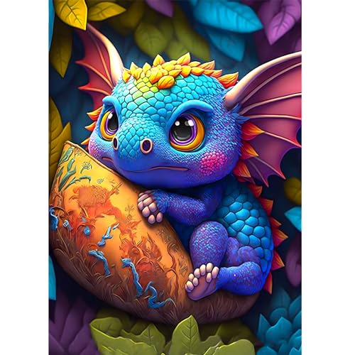 DOMROM Diamant Painting Bilder, Drache Diamant Painting Set für Erwachsene Buntes, Diamant Painting Bilder Vollbohrer 5D DIY Malen nach Zahlen Diamant Anfänger für Gift Home Wall Decoration 30x40cm von DOMROM