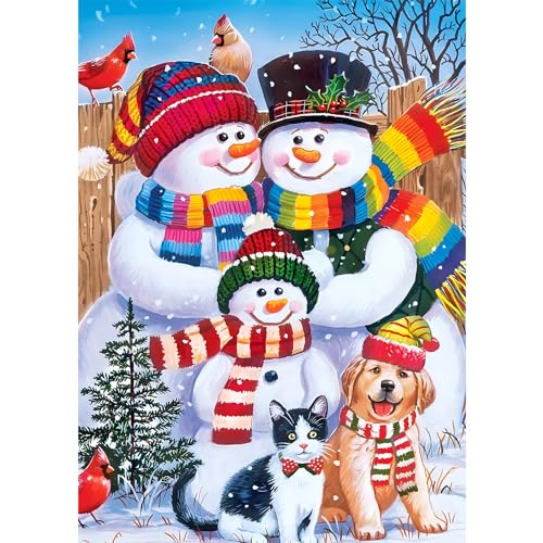 DOMROM Diamant Painting Bilder, Weihnachten Diamant Painting Set für Erwachsene, Schneemann Familie Diamant Painting Bilder Malen nach Zahlen Diamant Anfänger für Gift Home Wall Decoration 30x40cm von DOMROM