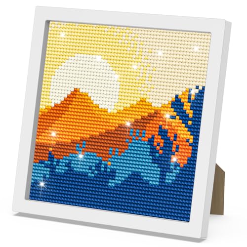 DOMROM Landschaft Diamond Painting Kinder mit Rahmen, 5D DIY Diamond Painting Set Full Mosaic Making für Mädchen & Jungen Erwachsene, Diamant Painting Bilder Arts Craft für Home Wand Decor 18x18cm von DOMROM