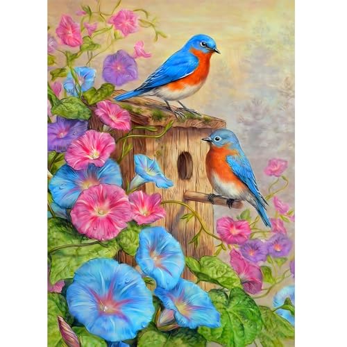 DOMROM Vögel Diamond Painting Erwachsene, Blumen Diamant Painting Bilder, Landschaft Diamant Malerei Kits 5D Frühling Diamant Art Painting Strass Stickerei Malerei Painting Set für Home Décor 30x40cm von DOMROM