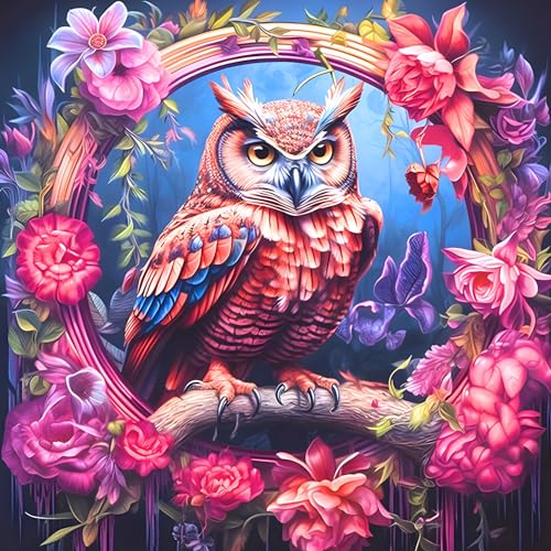 DOMROM Vogel Diamond Painting Erwachsene, Blumen Diamant Painting Bilder, Eule Diamant Malerei Kits Kinder 5D Bird Diamant Art Painting Strass Stickerei Malerei Painting Set für Home Décor 30x30cm von DOMROM