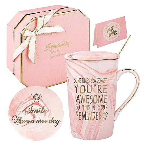 Dankeschön Geschenke für Frauen,Manchmal vergisst man, dass man großartig ist Geschenkbecher Inspirierende Geschenke für Frauen,Beste Freunde, Geburtstag Geschenke Box Set 420ML Rosa von DONGSHANGIFT