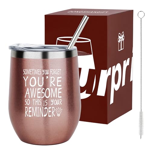 Manchmal vergisst man, dass man großartig ist Geschenk Tumbler,Dankeschön-Geschenke für Frauen,Kollegen,Beste Freunde,Inspirierende Abschiedsgeschenke 350ml Edelstahl Becher mit Geschenkbox Rose Gold von DONGSHANGIFT