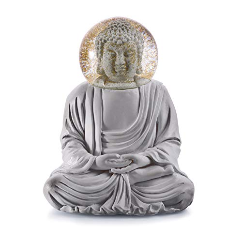 DONKEY Summerglobe - The Grey Buddha | Deko Figur mit Schneekugel im angesagten matt-grau Design von DONKEY