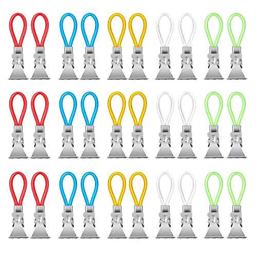 DONQL 30 Stück Handtuchklammer Handtuch-Haken Bunt Ersatz-Ösen Haken Küche Geschirrtücher Haken Set Handtuch Haken Handtuchclips Handtuchhalter-Clips für Bad Kücher 5 Farben von DONQL