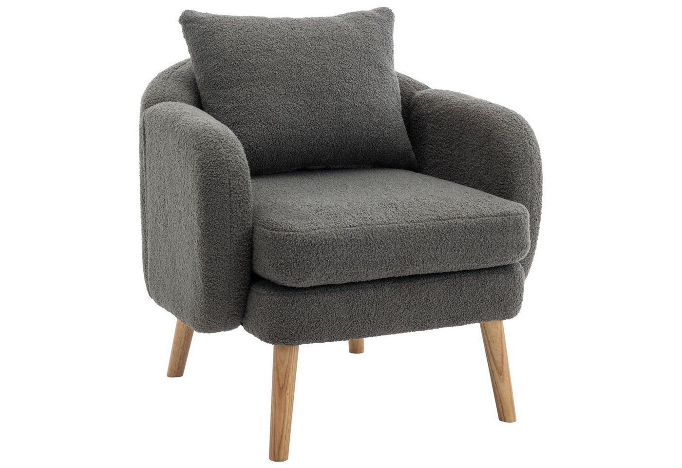 DOPWii Loungesessel Schlichter Teddy-Samt-Sessel mit Gepolsterter,Einzelner Sofa Sessel, Extra dicker Kissen Sessel,Freizeit-Stuhl,Massivholz-Beinstuhl von DOPWii