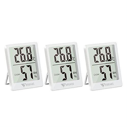 DOQAUS Digital Thermometer Innen, 3 Stück Thermo-Hygrometer Innen Hygrometer Feuchtigkeit Raumthermometer mit Hohen Genauigkeit, für Innenraum, Babyraum, Wohnzimmer, Büro(Weiß) von DOQAUS