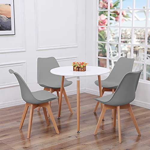 DORAFAIR Set aus Runder Esstisch und 4 Skandinavischen Stühlen, für Küche Esszimmer Büro, Grau Stuhl von DORAFAIR