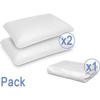 Pack 2X Viskoelastisches Kopfkissen 70x35x14 + Wasserdichter Matratzenschoner 140X200 von DORMALIT