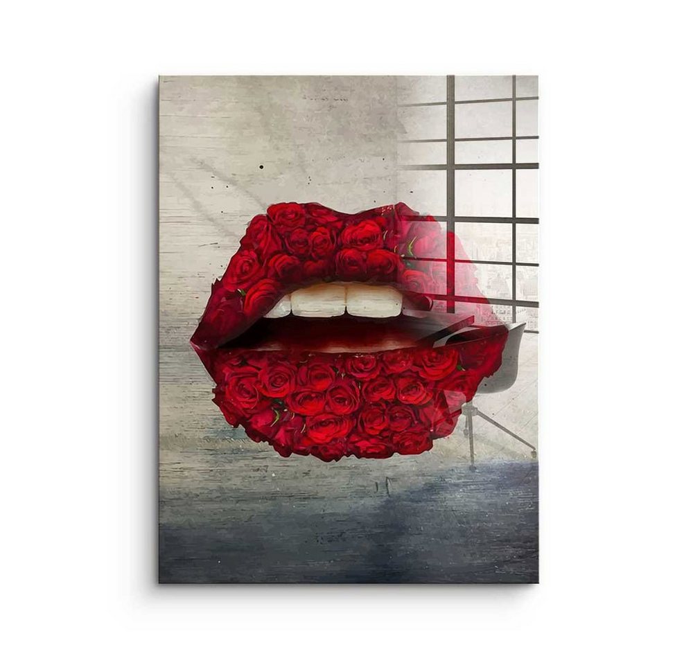 DOTCOMCANVAS® Acrylglasbild, Acrylglasbild, Hochkant, lips, Rot, Schwarz, Weiß von DOTCOMCANVAS®