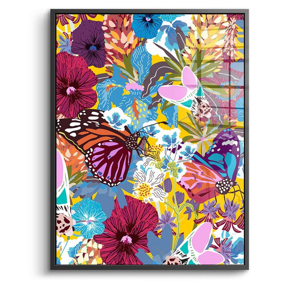 DOTCOMCANVAS® Acrylglasbild Butterfly Spree - Acrylglas, Acrylglasbild Butterfly Spree Schmetterling Blumen floral Wandbild von DOTCOMCANVAS®