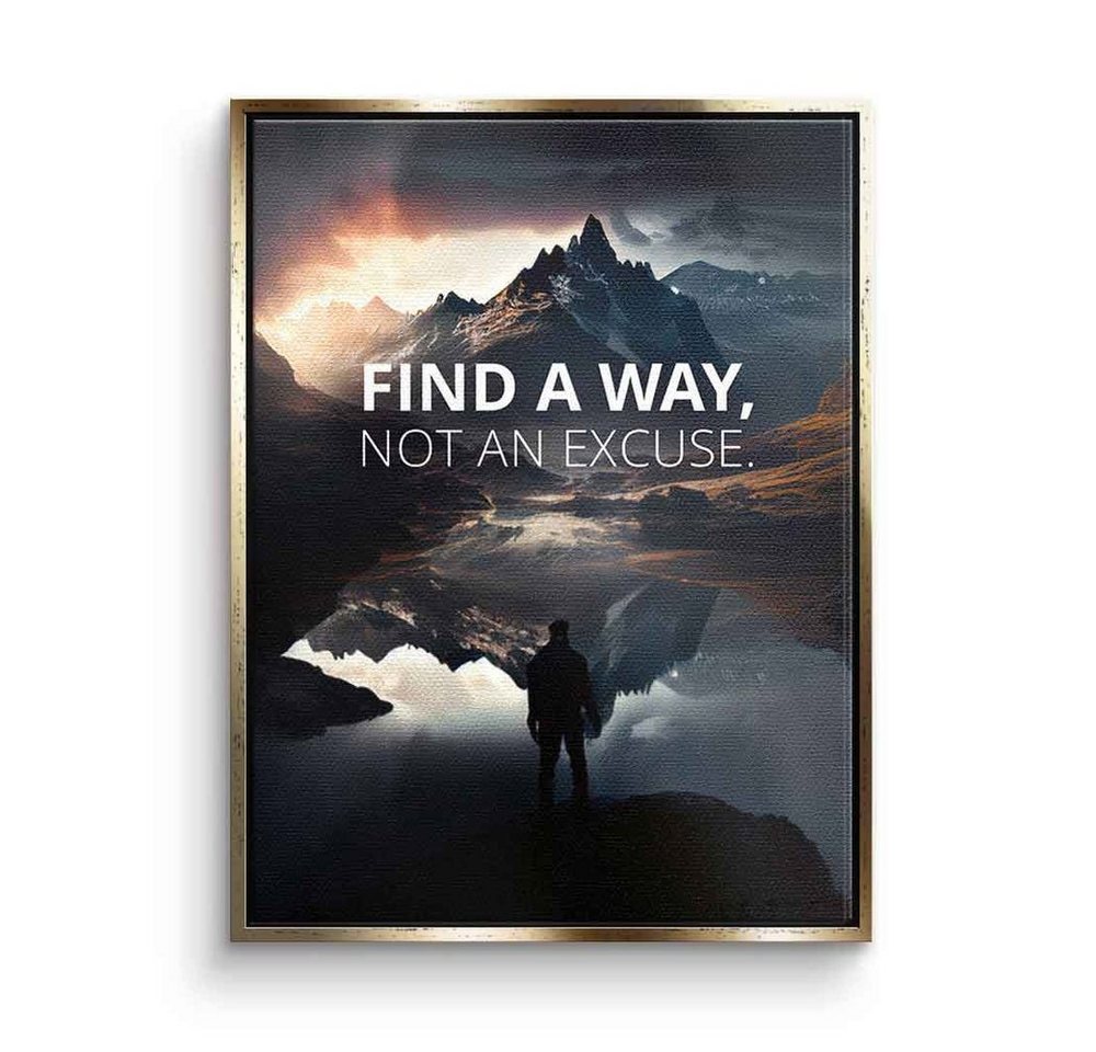 DOTCOMCANVAS® Leinwandbild, Leinwandbild Find a way Motivationsbild Motivationsspruch Natur mit pr von DOTCOMCANVAS®