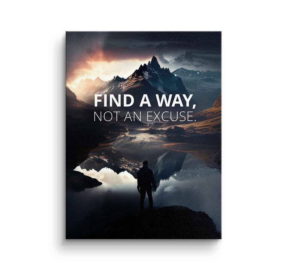 DOTCOMCANVAS® Leinwandbild, Leinwandbild Find a way Motivationsbild Motivationsspruch Natur mit pr von DOTCOMCANVAS®