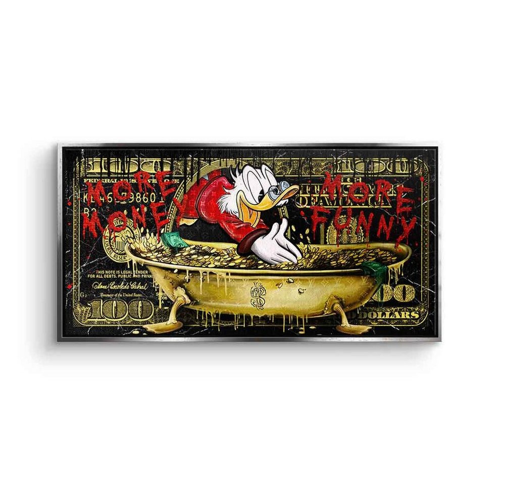 DOTCOMCANVAS® Leinwandbild, Leinwandbild Limitiert - More Money Duck - Pop Art Geld - von DOTCOMCANVAS®