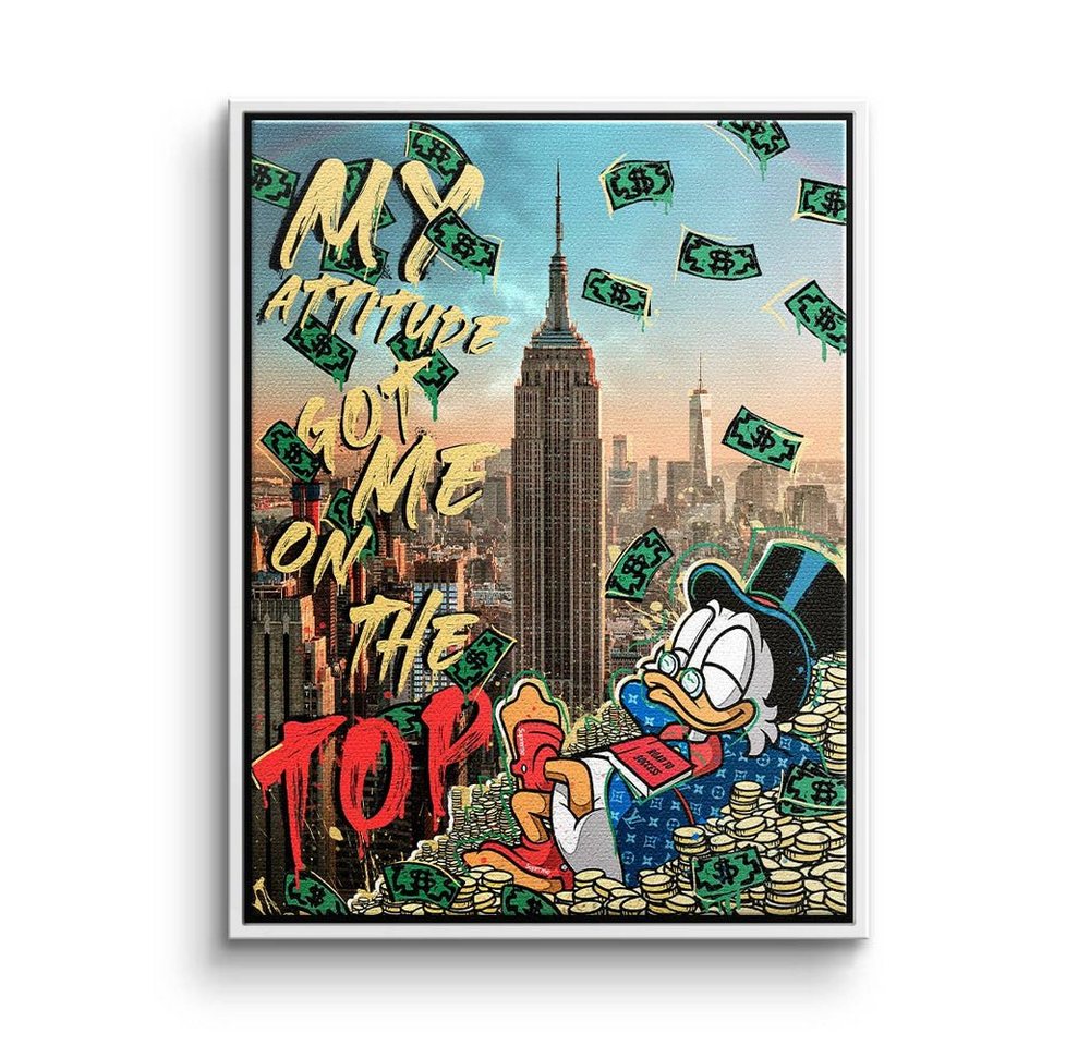 DOTCOMCANVAS® Leinwandbild, Leinwandbild MY ATTITUDE GOT ME TO THE TOP, LIMITED Geld Kunst auf Le von DOTCOMCANVAS®