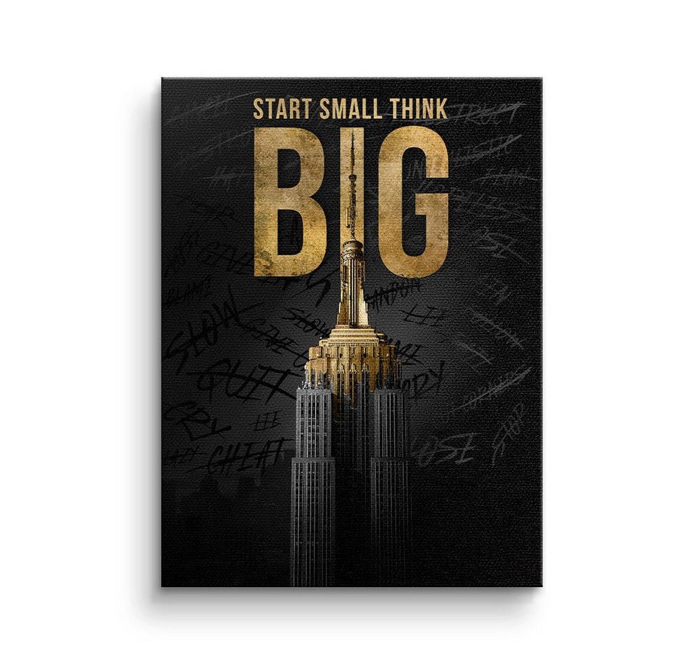 DOTCOMCANVAS® Leinwandbild, Premium Motivationsbild - Start Small Think Big - Empire State Build von DOTCOMCANVAS®