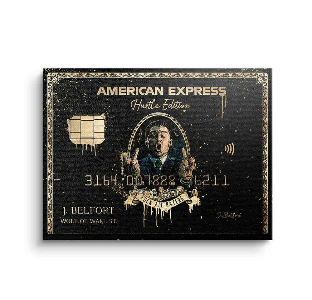 DOTCOMCANVAS® Leinwandbild, Schwarz, American Express Amex Wall Street Leinwandbild Hustle Edition schwarz von DOTCOMCANVAS®