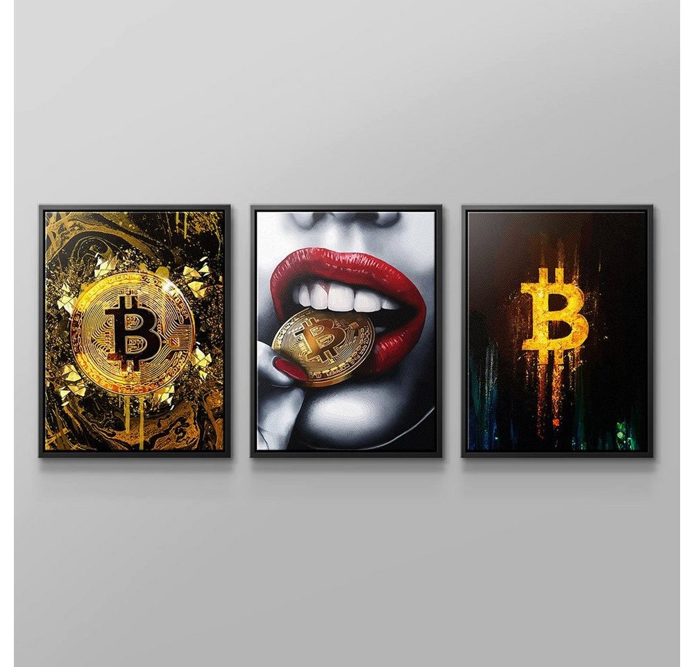 DOTCOMCANVAS® Leinwandbild BITCOIN MIX - Leinwand 3x von DOTCOMCANVAS®