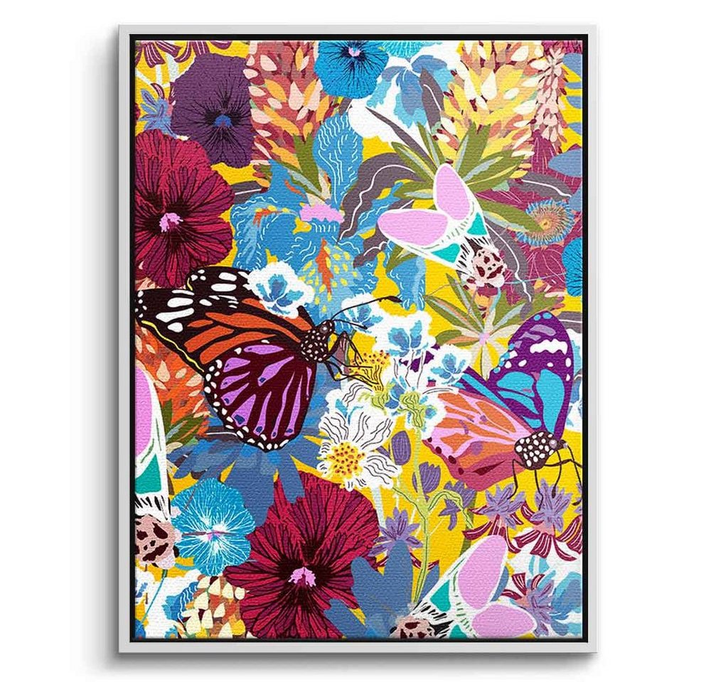 DOTCOMCANVAS® Leinwandbild Butterfly Spree, Leinwandbild Butterfly Spree Schmetterling Blumen floral Wandbild von DOTCOMCANVAS®