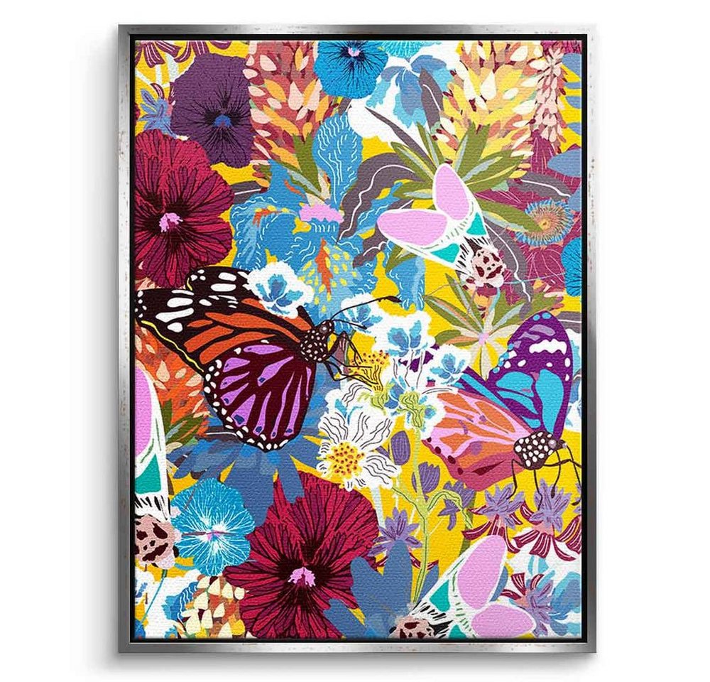 DOTCOMCANVAS® Leinwandbild Butterfly Spree, Leinwandbild Butterfly Spree Schmetterling Blumen floral Wandbild von DOTCOMCANVAS®