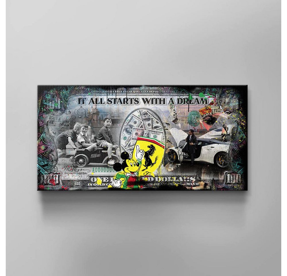 DOTCOMCANVAS® Leinwandbild Fast dream, Leinwandbild Fast dream Panorama Ferrari Motivationsbild von DOTCOMCANVAS®