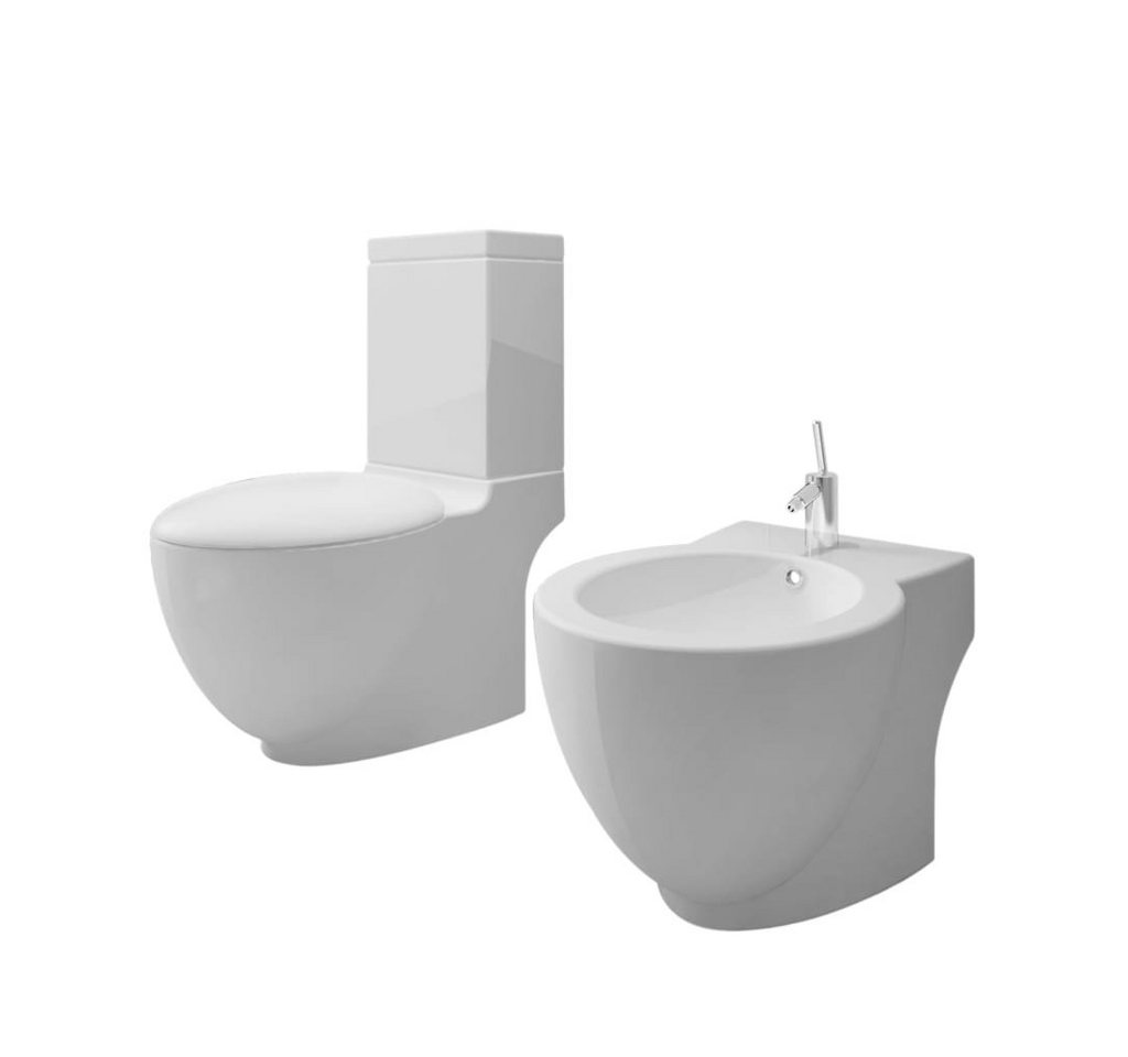 DOTMALL Badezimmer-Set Komplet 2-tlg., Set aus Stand-WC und Bidet,Keramik von DOTMALL