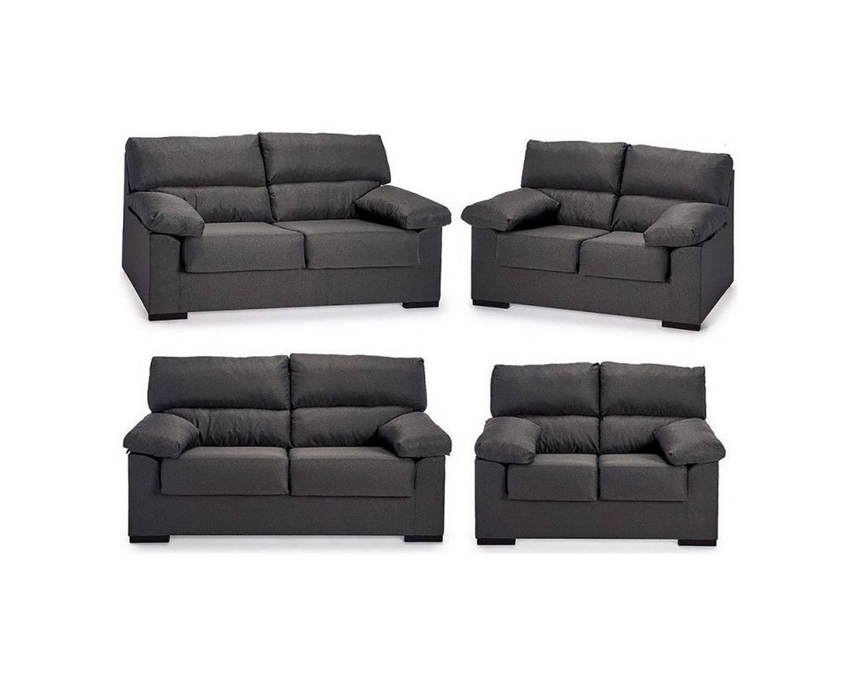 DOTMALL Big-Sofa 2-tlg. Sofagarnitur Berlin Polyester Kiefernholz Dunkelgrau von DOTMALL