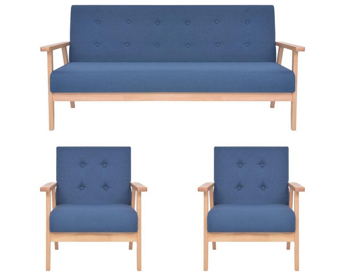 DOTMALL Big-Sofa 3-teilige Sofagarnitur, Stoff, Blau, Familien-Wohnzimmer von DOTMALL