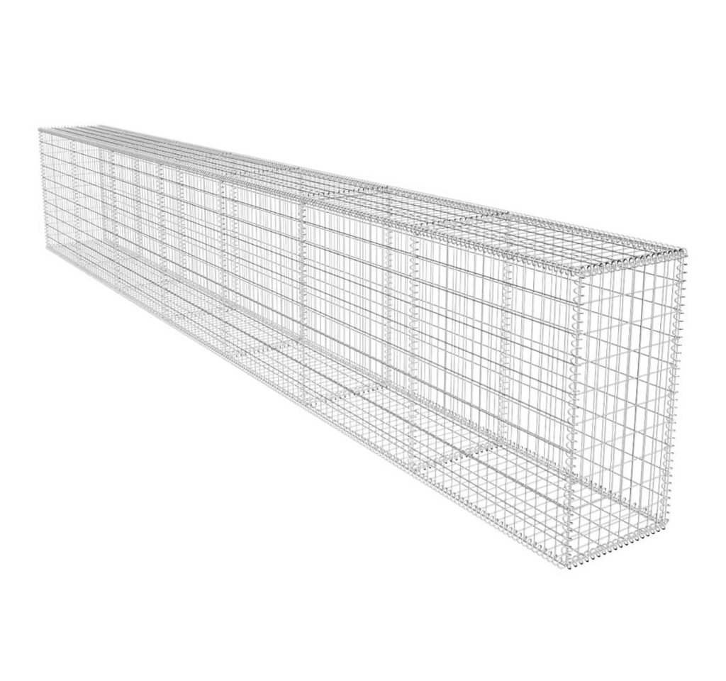 DOTMALL Gabionenzaun Gabionenwand mit Abdeckung Verzinkter Stahl 600x50x100 cm von DOTMALL