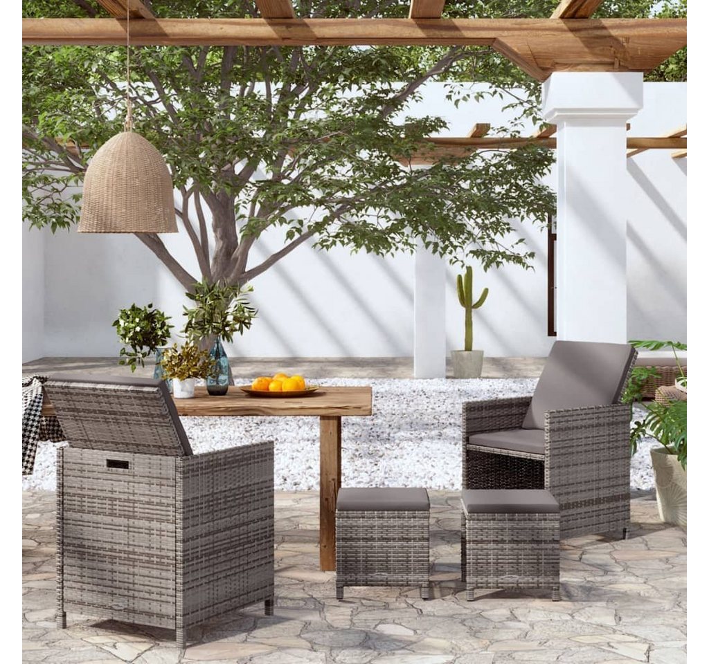 DOTMALL Garten-Essgruppe Gartentisch mit Stühlen und Hocker Polyrattan,(4-tlg) von DOTMALL