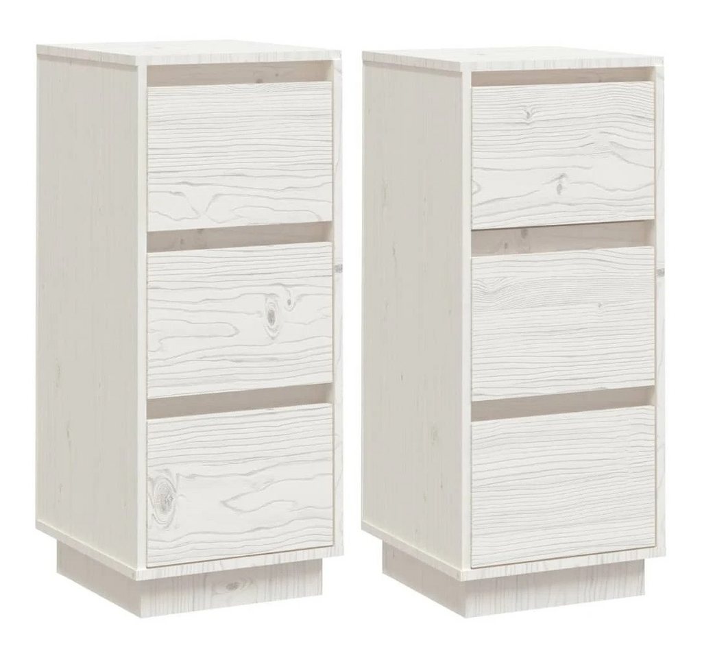 DOTMALL Kommode Sideboards 2 Stk. Weiß 32x34x75 cm Massivholz Kiefer von DOTMALL