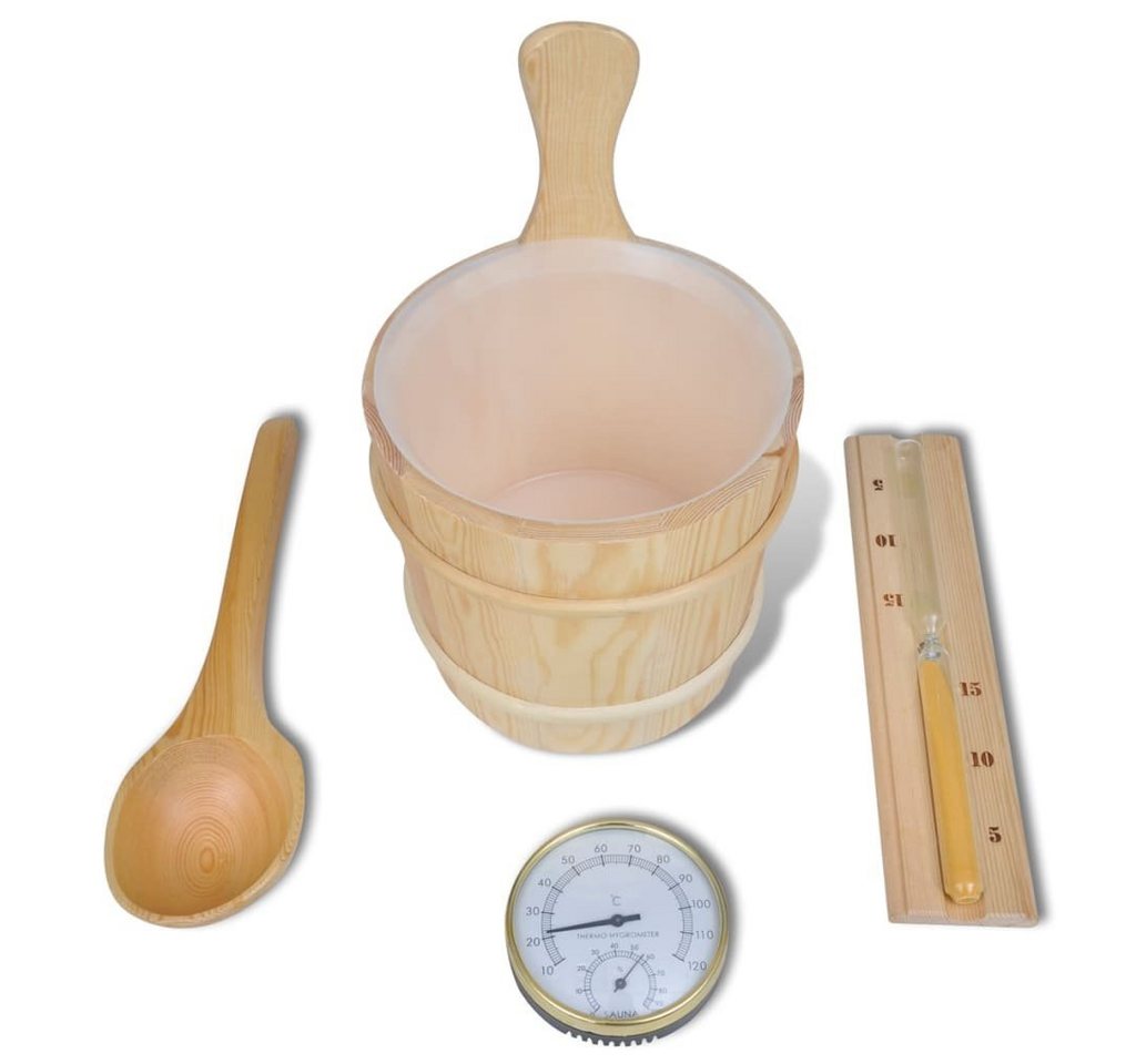 DOTMALL Sauna-Aufgussset Saunaeimer Set, 5-tlg., Sauna Eimer, Löffel, Sanduhr, Hygrometer (5-tlg) von DOTMALL