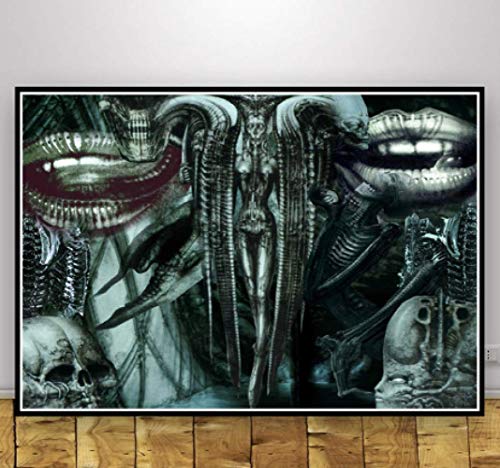 BLAIISRY Leinwand Kunstdrucke Alien Hr Giger Li Ii Poster Horror Retro Leinwand Gemälde Wandbild Wohnzimmer Dekoration Lz3Yw 40X60Cm Ohne Rahmen … von BLAIISRY