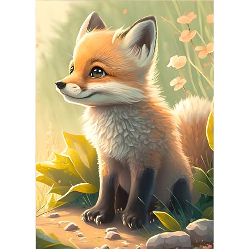 DPHERO 5D Diamond Painting Fuchs Diamant Painting Bilder Diamond Painting Erwachsene Niedlicher Fuchs Diamond Painting Diamant Bilder Kinder DIY Cross Stickerei Malerei Kits Wand Dekor 30x40cm von DPHERO