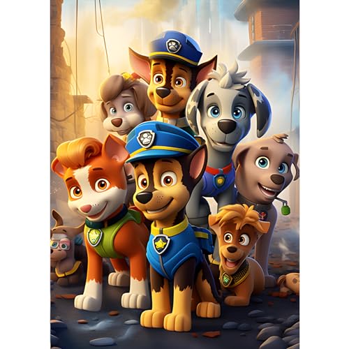 DPHERO 5D Diamond Painting Hund Diamant Painting Bilder PAW Patrol Diamond Kunst Erwachsene Welpe Diamond Painting Bilder Diamant Bilder Kinder DIY Cross Stickerei Malerei Kits Wand Dekor 30x40cm von DPHERO