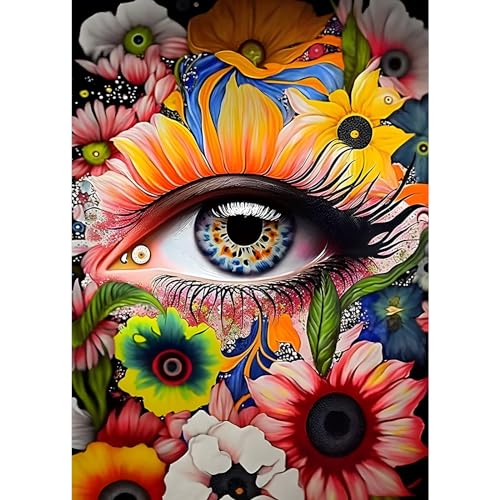 DPHERO Augen Diamant Painting Bilder für Erwachsene Kinder,5D Fantasie Diamond Painting Set,DIY Strass Bilder Blumen Diamant Kunst Kits,Runde Steine Diamant Painting für Zuhause Dekor 30x40 cm von DPHERO