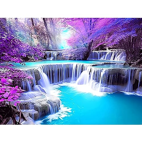 DPHERO DIY Wasserfall Diamant Painting Bilder für Erwachsene Kinder,5D Landschaft Diamond Painting Set,DIY Strass Bilder Baum Diamant Kunst Kits,Runde Steine Diamant Painting Zuhause Dekor 30x40cm von DPHERO