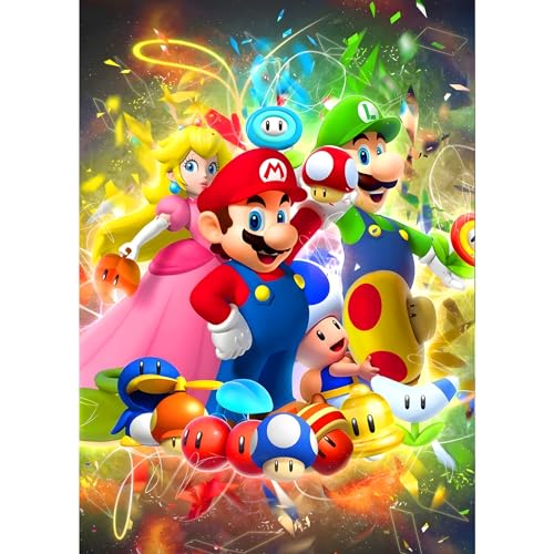 DPHERO Diamond Painting Super Mario Diamant Painting Bilder Mario Diamond Painting Erwachsene Cartoon Diamond Painting Bilder Diamant Bilder Kinder DIY Cross Stickerei Malerei Kits Wand Dekor 30x40cm von DPHERO