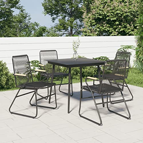 DQFSDYUO 3-teiliges Terrassen-ESS-Set, Garten-Couchtisch und -Stühle, Bistro-Esstisch-Set mit Sitzgelegenheiten, schwarzes PVC-Rattan, Gartenmöbel, 3 Gartenstühle, Option 2 von DQFSDYUO