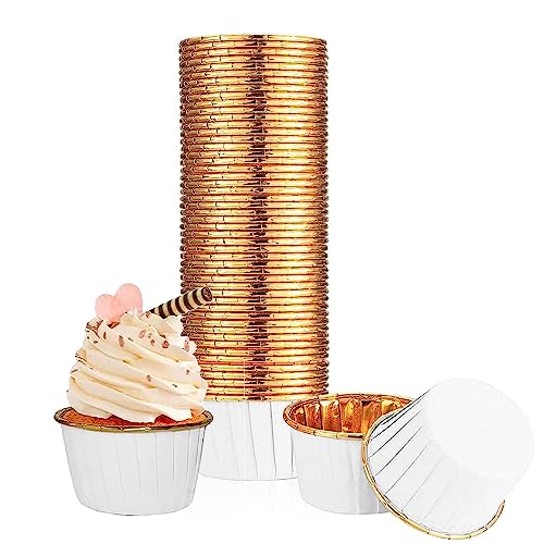 100 Stück Cupcake Muffin Förmchen aus Aluminiumfolie,Muffinförmchen Papier, Muffin Backförmchen papier Cupcake-Hüllen, Einweg-Backbecher fürGeburtstag, Hochzeit, Weihnachtsfeier Partys Muffinform von DQZSY