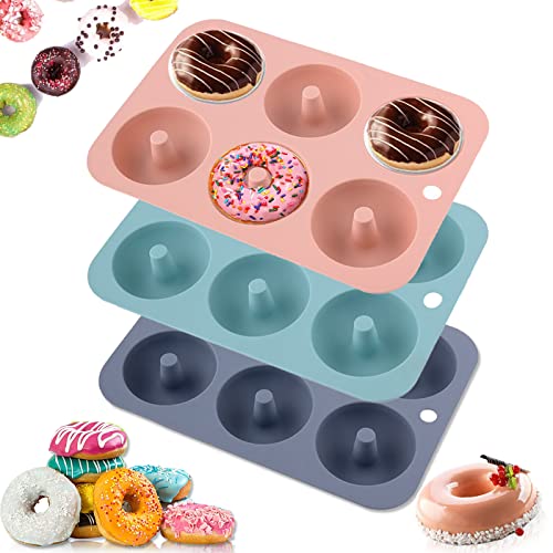 DQZSY Donut-Backform, Donut-Form mit 6 Mulden, antihaftbeschichtet, lebensmittelecht, BPA-frei, spülmaschinenfest, ofenfest, 3 Stück von DQZSY